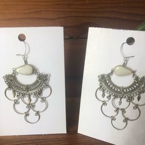 Vintage Silver and Cream Chandelier Earrings